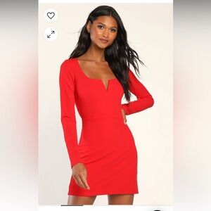 Lulus red long sleeve mini dress
